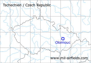 Map with location of Olomouc Neředín Airfield, Czech Republic