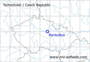 Karte mit Lage Flugplatz Pardubice, Tschechien