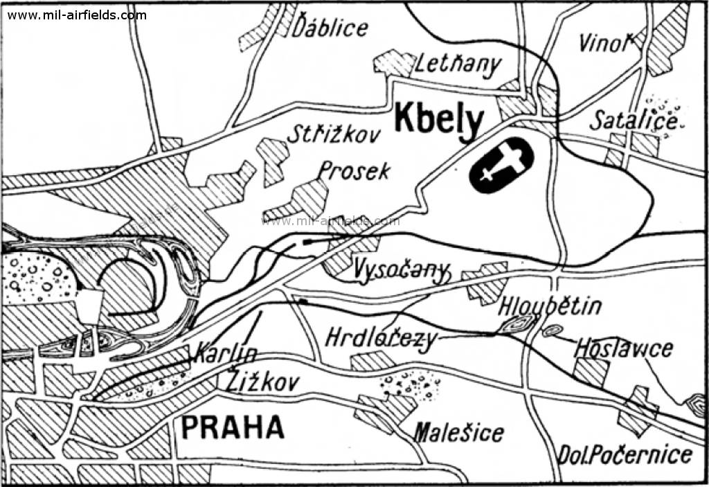 Map with Prague Kbely Airport 1931