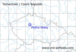 Karte mit Lage Flugplatz Prag Kbely, Tschechien