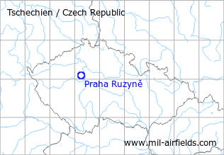 Karte mit Lage Flughafen Prag Ruzyně, Tschechien