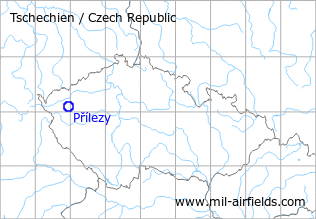 Karte mit Lage Flugplatz Přílezy, Tschechien