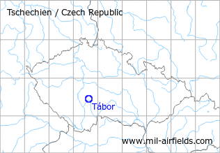 Karte mit Lage Flugplatz Tábor, Tschechien