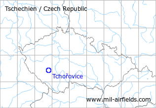Map with location of Tchořovice Airfield, Czech Republic