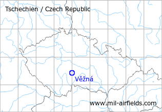 Karte mit Lage Flugplatz Věžná, Tschechien