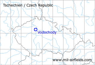 Map with location of Vodochody Klecany Airfield, Czech Republic