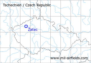 Karte mit Lage Flugplatz Žatec, Tschechien