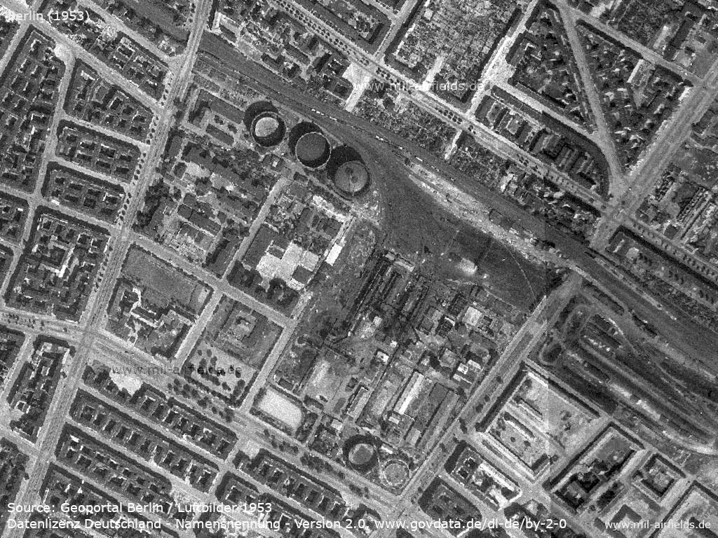 Luftbild Gaswerk Berlin Dimitroffstraße 1953
