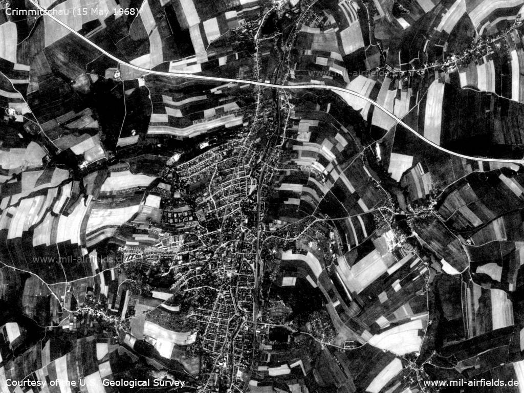 Satellitenbild / Luftbild Crimmitschau DDR 1968