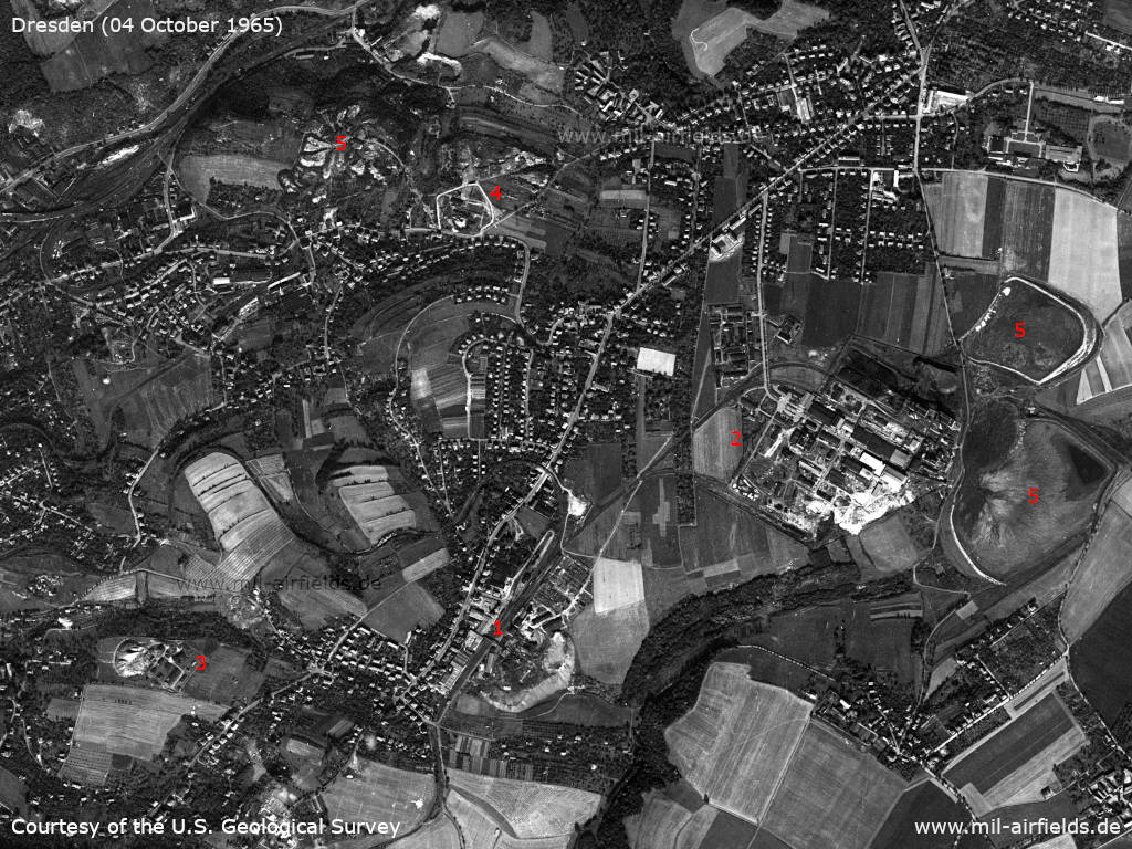 Luftbild / Satellitenbild Uran- und Steinkohle-Bergbau Dresden-Gittersee, DDR 1965