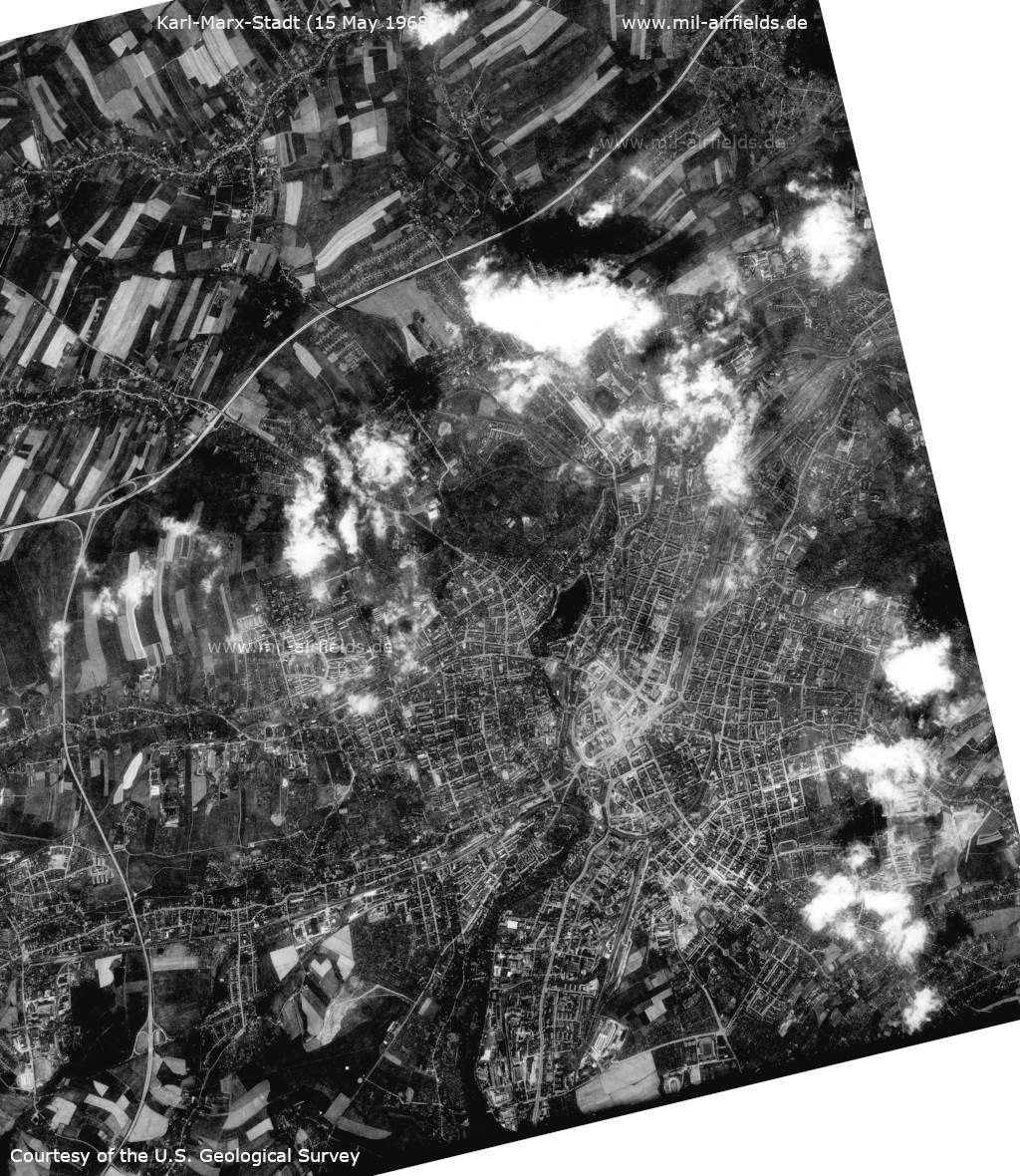 Satellitenbild / Luftbild Karl-Marx-Stadt DDR 1968 (Chemnitz)