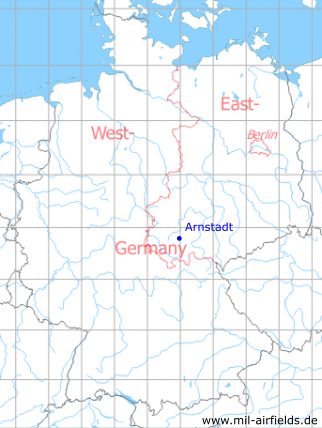 Karte mit Lage Arnstadt, DDR