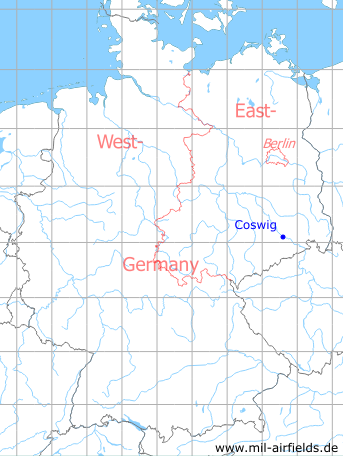Karte mit Lage Coswig, DDR