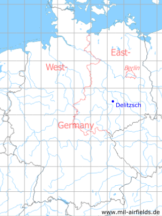 Karte mit Lage Delitzsch, DDR