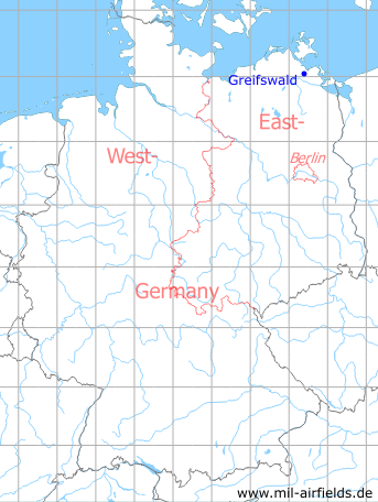 Karte mit Lage Greifswald, DDR