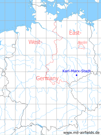 Karte mit Lage Karl-Marx-Stadt (Chemnitz), DDR