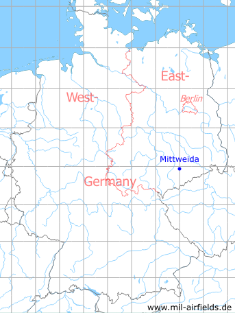 Karte mit Lage Mittweida, DDR