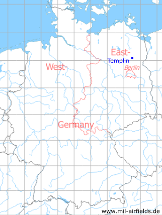 Karte mit Lage Templin, DDR