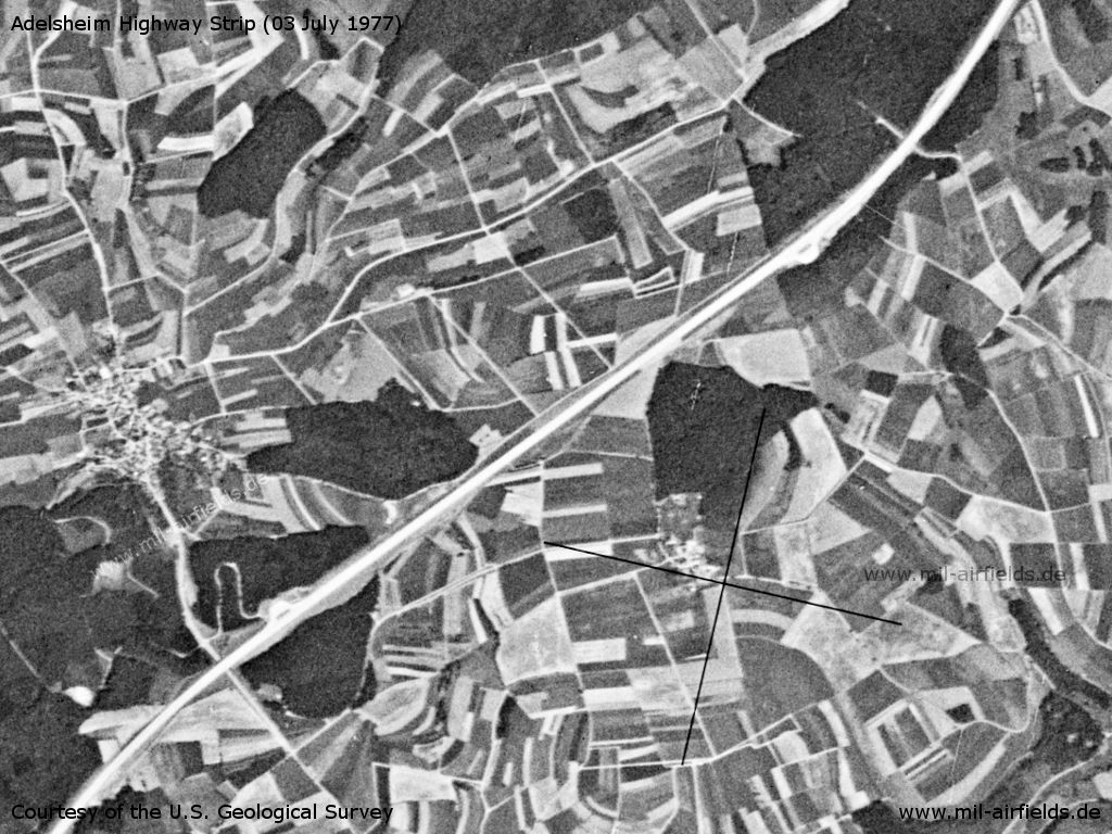 Autobahn-Notlandeplatz NLP Adelsheim auf einem Satellitenbild 1977