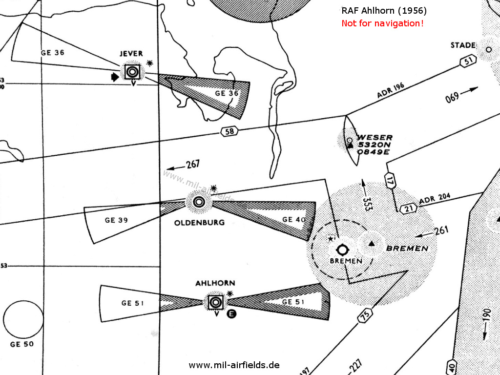 RAF Ahlhorn on a map from 1956