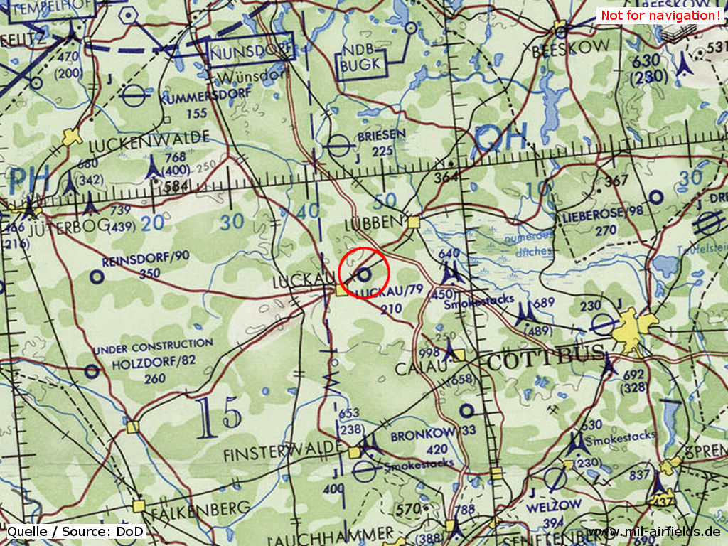 Alteno Airfield on a map of the US Department of Defense from 1981
