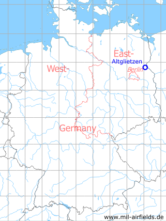Map with location of Altglietzen Airfield, Germany