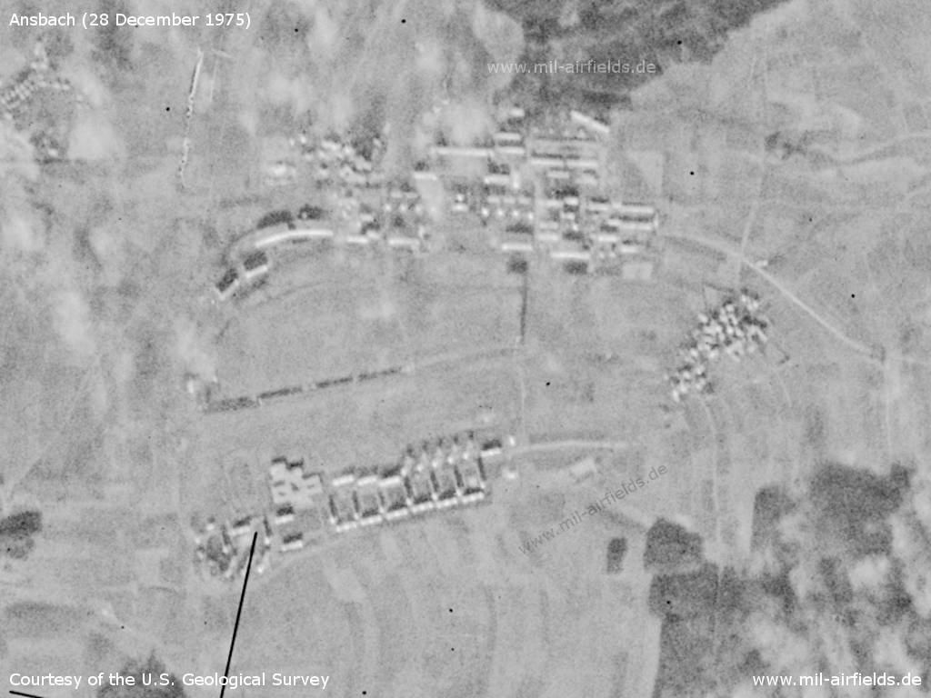 US Army-Flugplatz Ansbach Katterbach auf einem Satellitenbild 1975