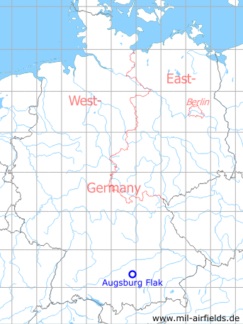 Map with location of Augsburg Flak Strip, Germany