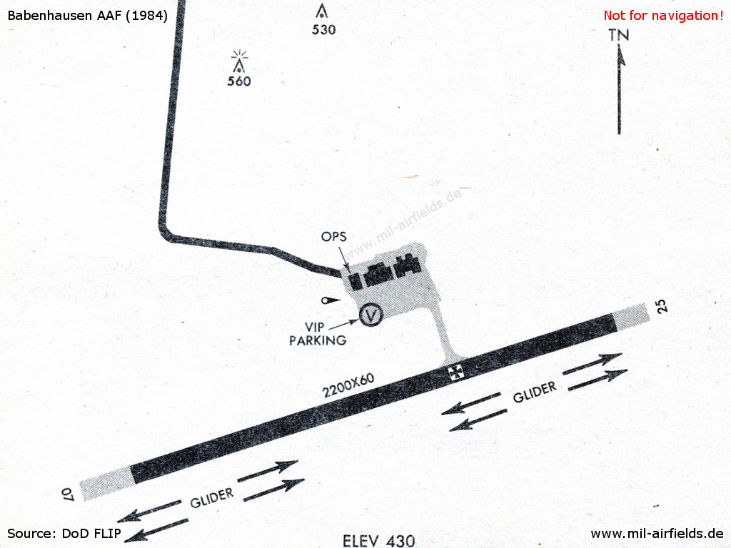 Karte Babenhausen Army Airfield im Jahr 1984