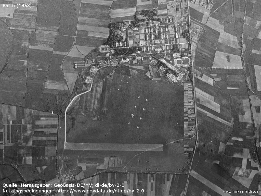 Aerial picture Barth Airfield, East Germany 1953