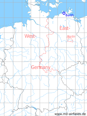 Map with location of Barth Airport, Germany