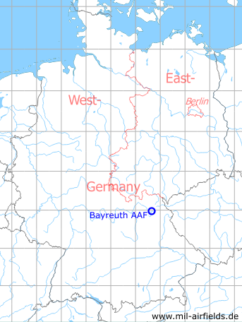 Map with location of Bayreuth Army Airfield, Germany