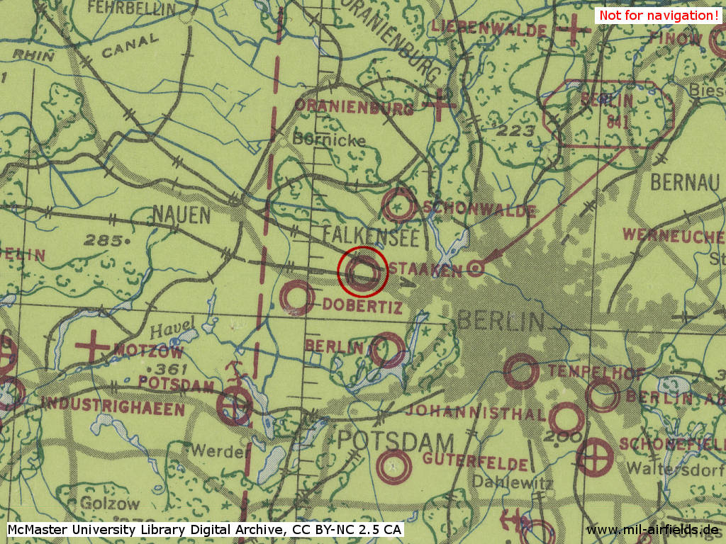 Map with Berlin Staaken airfield in World War II