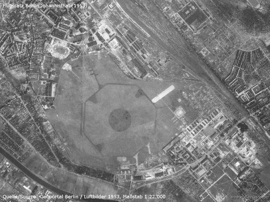 Aerial picture of Berlin Johannisthal airfield, Germany, 1953