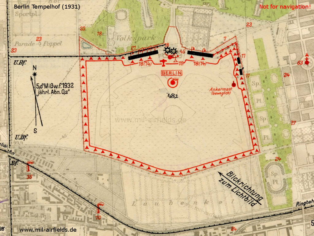 Map of Berlin Tempelhof Airfield, Germany, from 1931