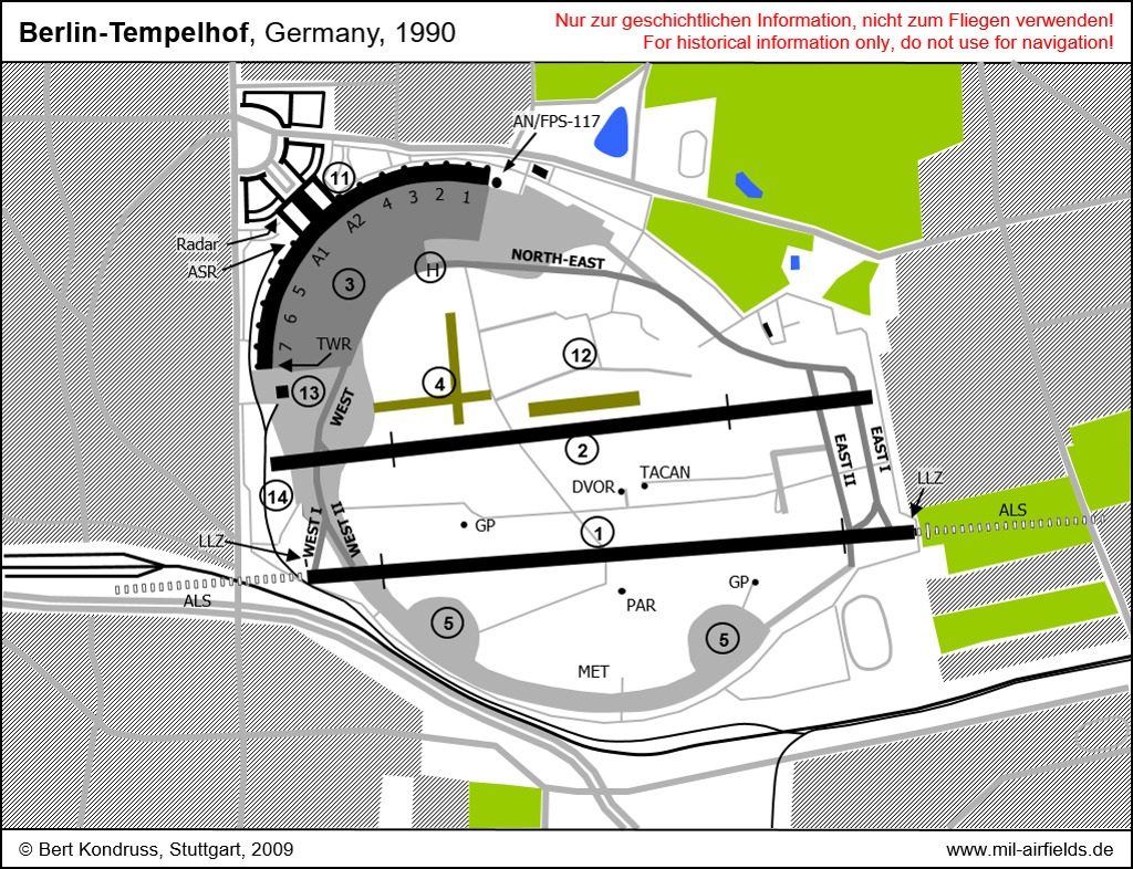 Map of Berlin Tempelhof Airport, Germany