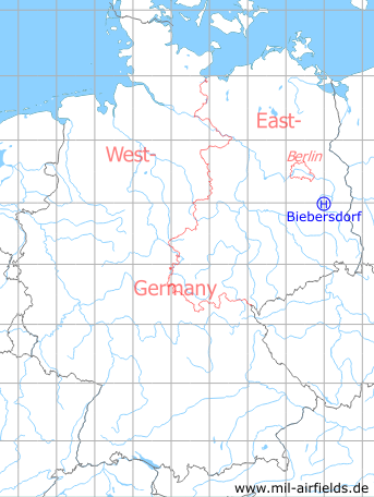 Map with location of Biebersdorf Helipad for Microwave site 2 (RFB-2), East Germany