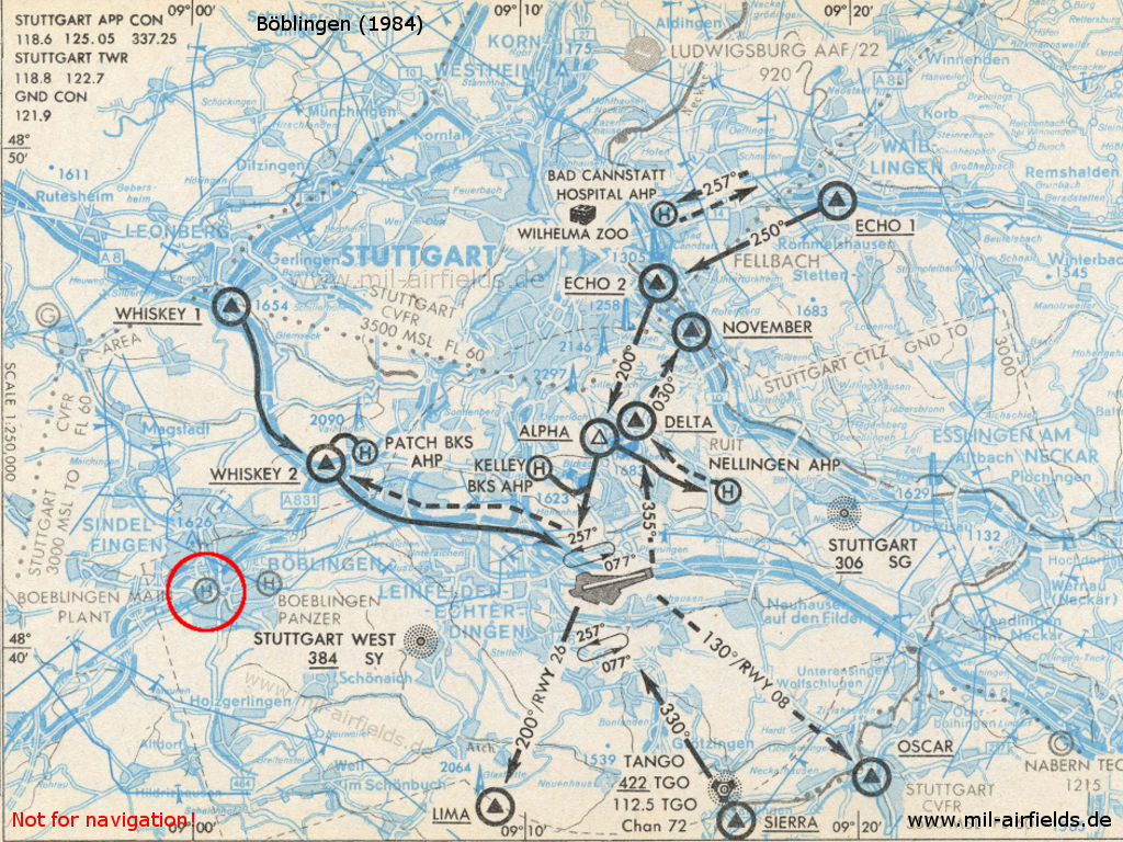 Karte Hubschrauber<wbr>lande<wbr>platz der US Army Böblingen