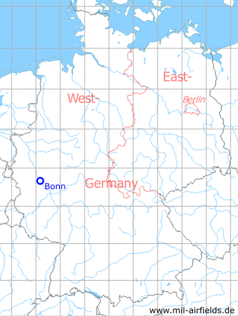 Map with location of Bonn Bad Godesberg Airfield / Army Heliport AHP, Germany