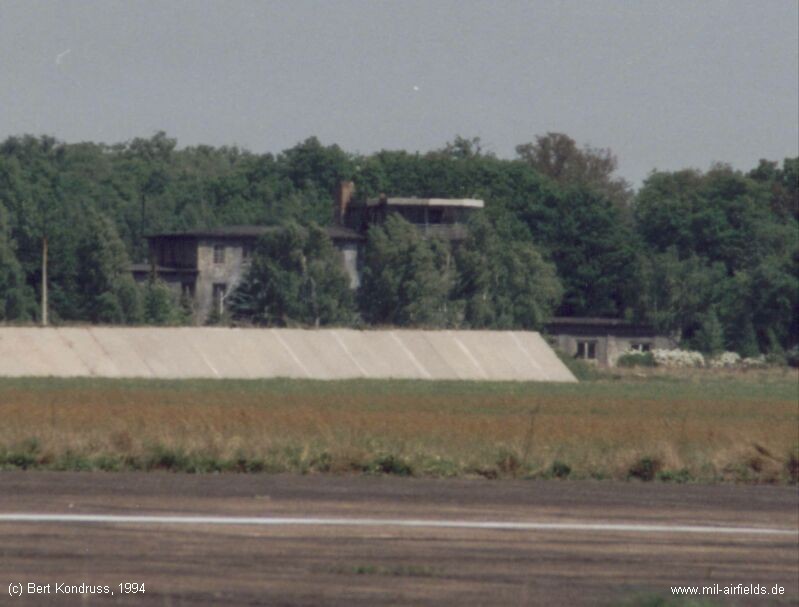 Tower, blast fence, Brandis airfield, Germany