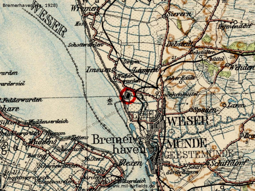 Bremerhaven airport on a map from the late 1920s.