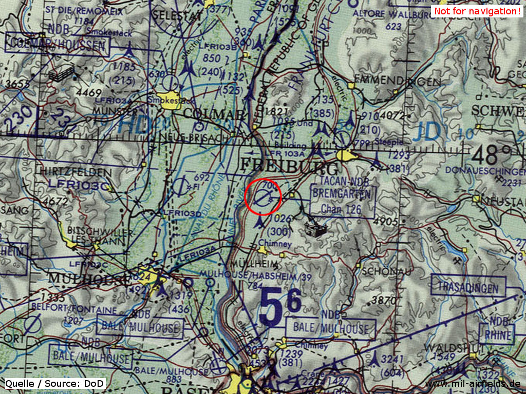 Bremgarten Air Base on a map 1981