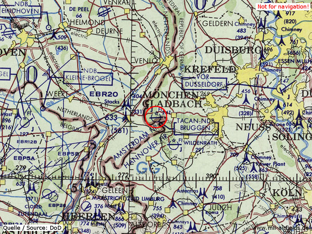 RAF Brüggen auf einer Karte 1972