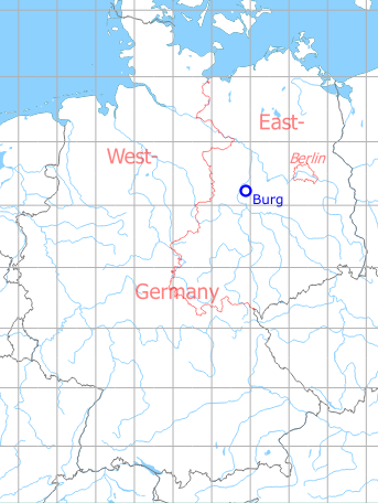 Map with location of Burg Airfield, Germany