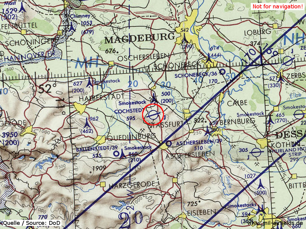 Cochstedt Airfield on a map 1972