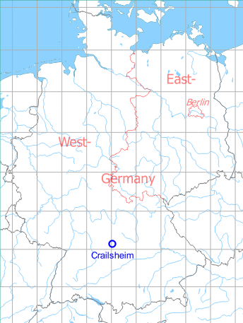 Map with location of Crailsheim Army Airfield AAF, Germany