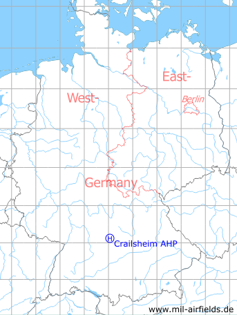 Map with location of Crailsheim McKee Barracks Army Heliport AHP, Germany