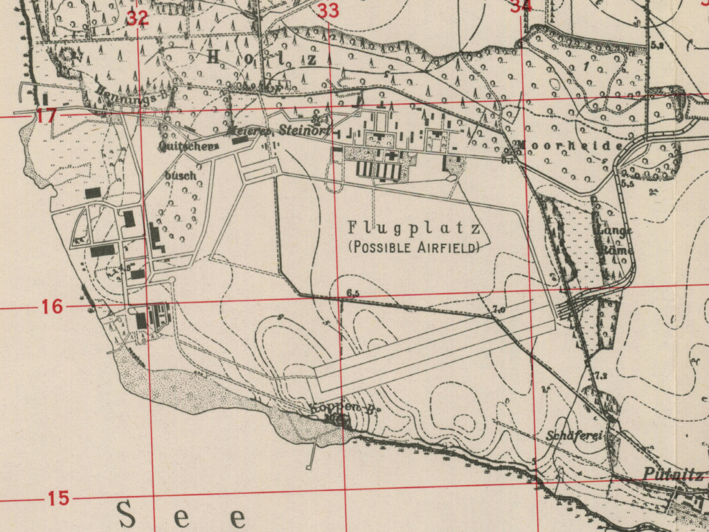 Flugplatz Damgarten-Pütnitz auf einer Karte 1952