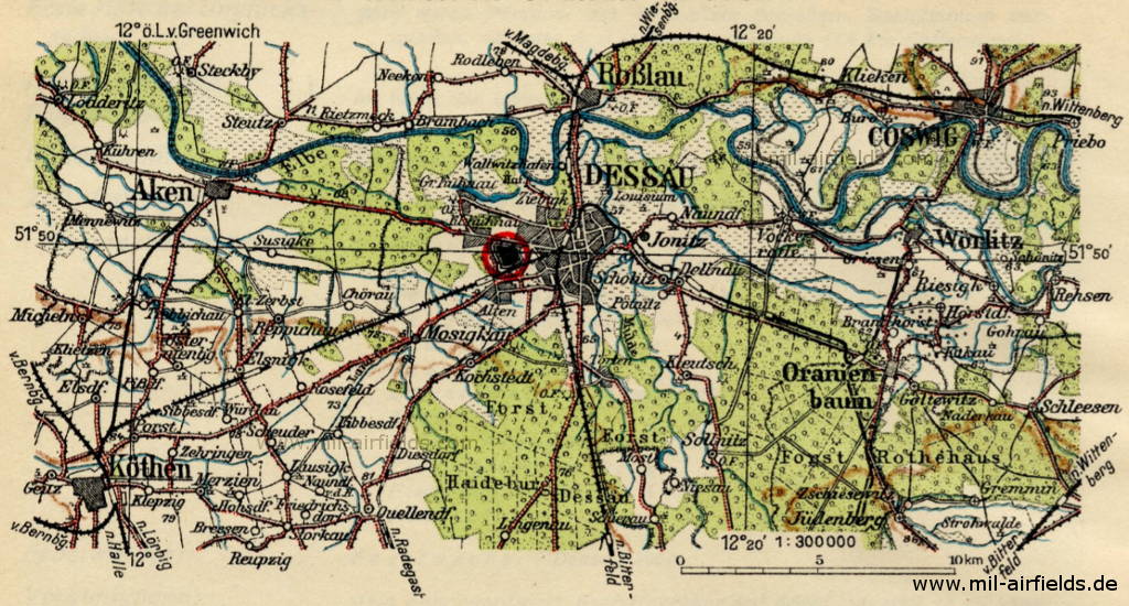 Map with Dessau Airport and surroundings