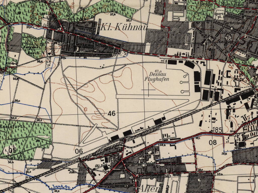 Dessau Alten auf einer Karte 1956.